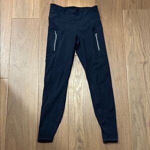 Athleta Rainier Navy fleece lined leggings